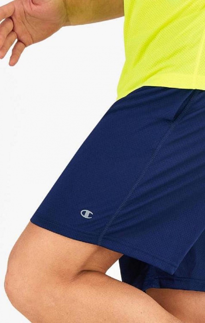 Short Champion Reflective C Logo Quick Dry Course Shorts Homme Bleu | 5972-WTXRV