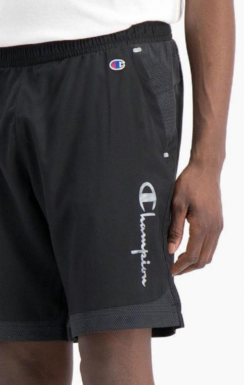 Short Champion Reflective Script Logo Shorts Homme Noir | 9758-YIWFP