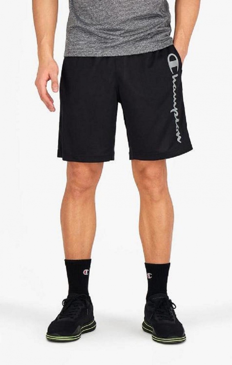 Short Champion Reflective Script Logo Shorts Homme Noir | 4725-ETZKA