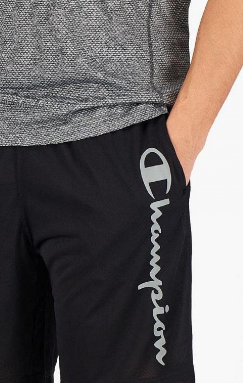 Short Champion Reflective Script Logo Shorts Homme Noir | 4725-ETZKA