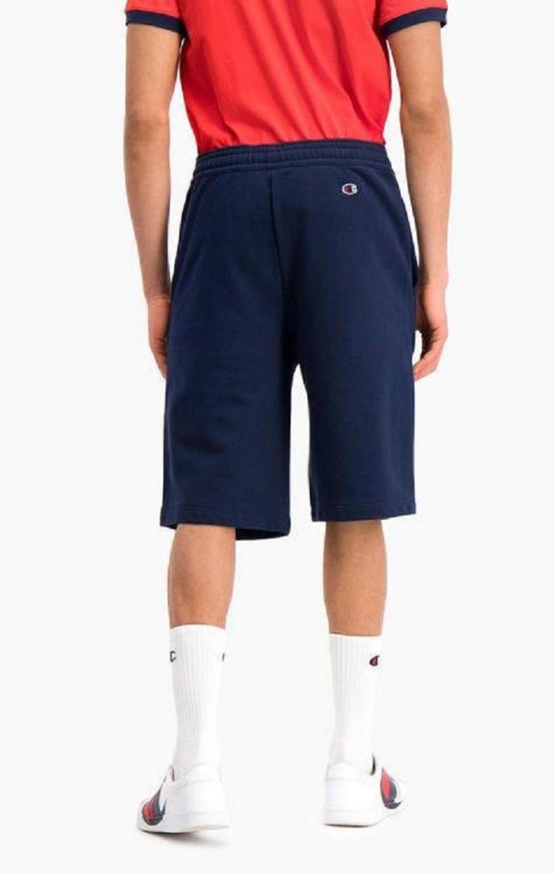 Short Champion Script Logo Coton Shorts Homme Bleu Foncé | 9862-PBSWA