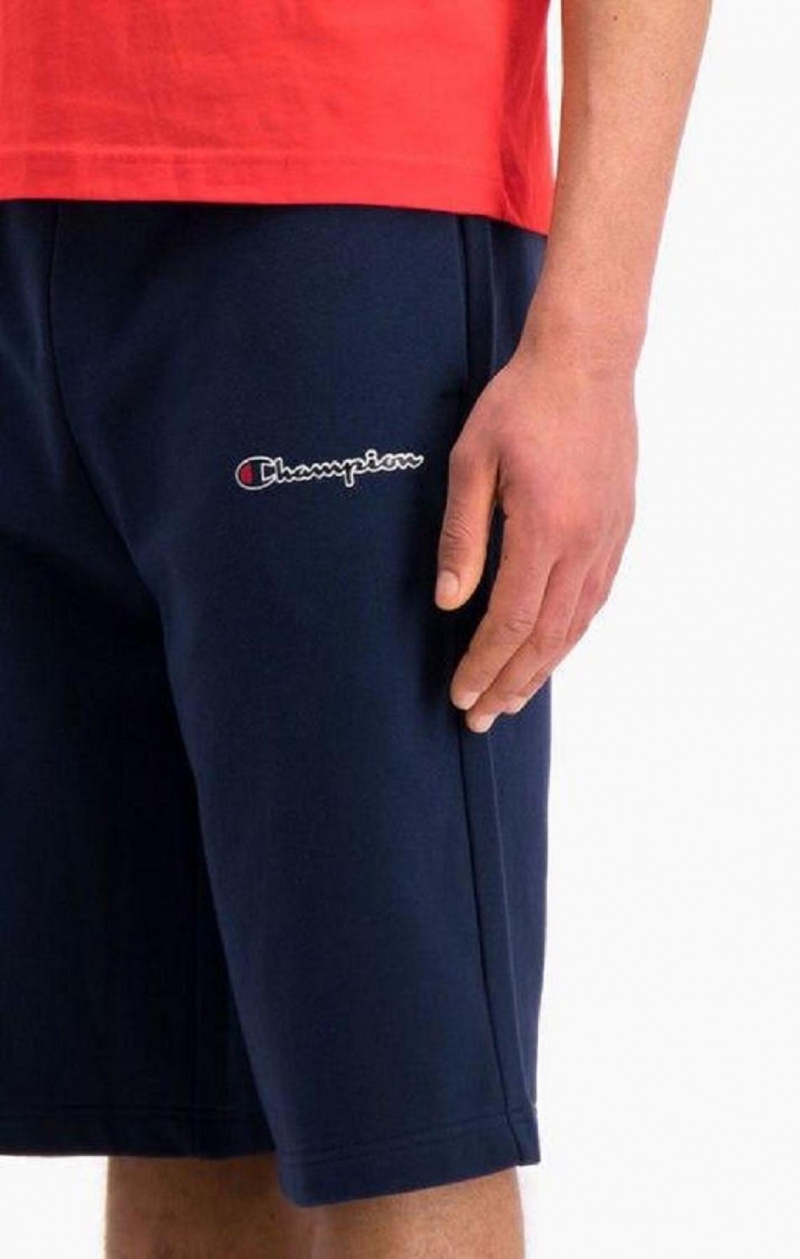 Short Champion Script Logo Coton Shorts Homme Bleu Foncé | 9862-PBSWA