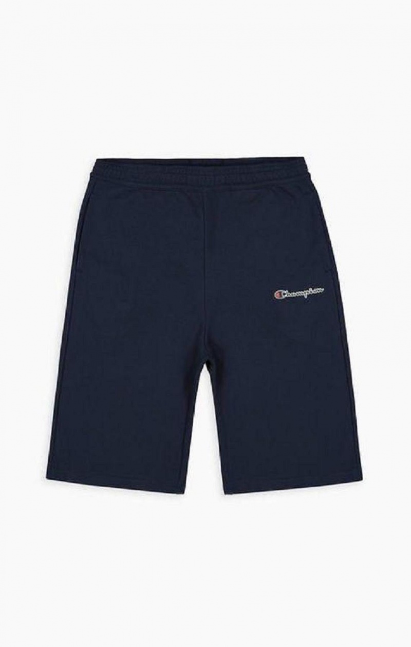 Short Champion Script Logo Coton Shorts Homme Bleu Foncé | 9862-PBSWA