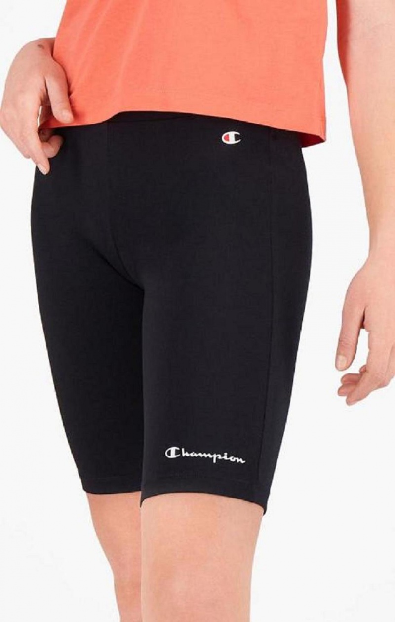 Short Champion Script Logo Print Shorts Femme Noir | 4297-WQGMV