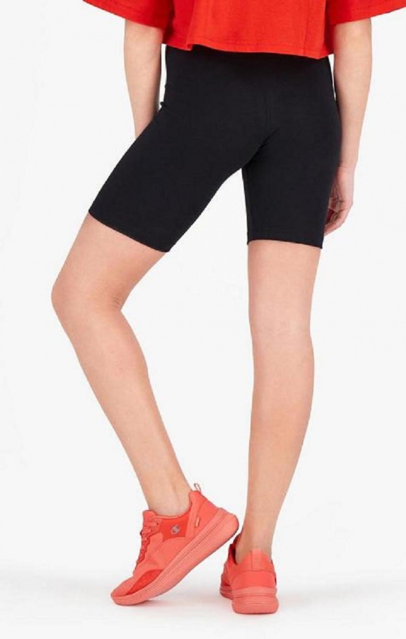 Short Champion Script Logo Stretch Coton Vélo Shorts Femme Noir | 6291-AWQLI