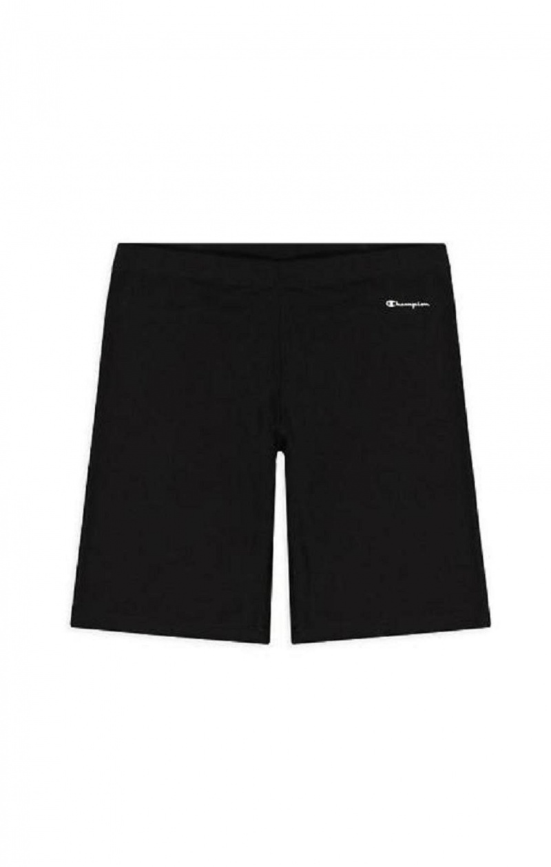 Short Champion Script Logo Stretch Coton Vélo Shorts Femme Noir | 6291-AWQLI