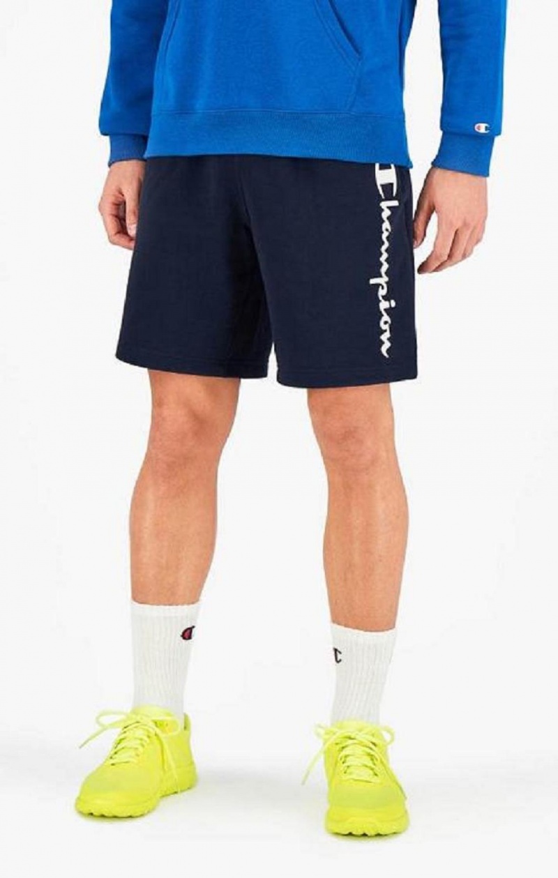 Short Champion Vertical Script Logo Shorts Homme Bleu Foncé | 4756-SCLKR