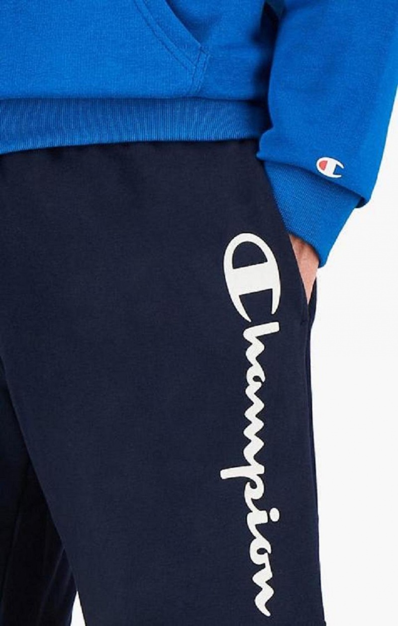 Short Champion Vertical Script Logo Shorts Homme Bleu Foncé | 4756-SCLKR