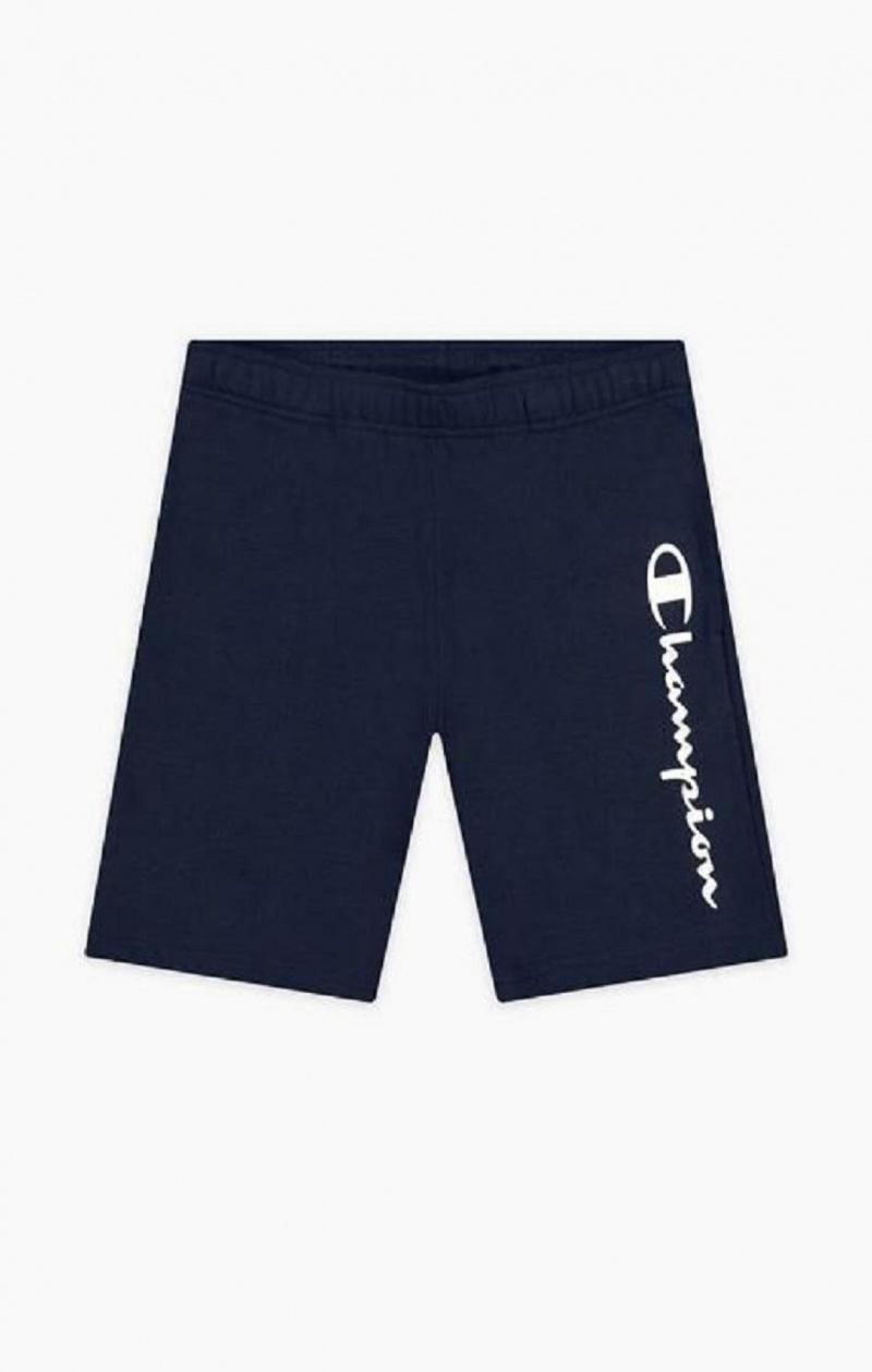 Short Champion Vertical Script Logo Shorts Homme Bleu Foncé | 4756-SCLKR