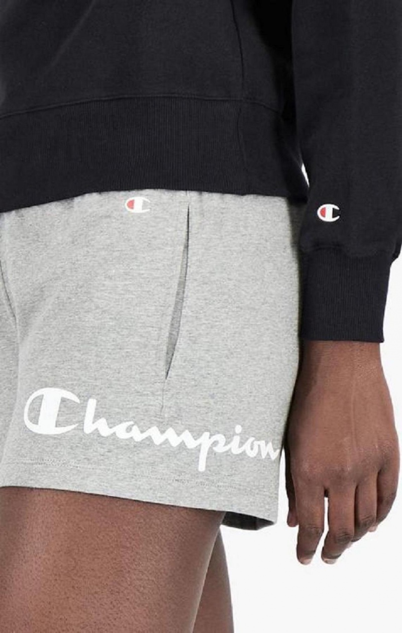 Short Champion Wraparound Script Logo Runner Shorts Femme Grise Clair | 0896-YMKQF