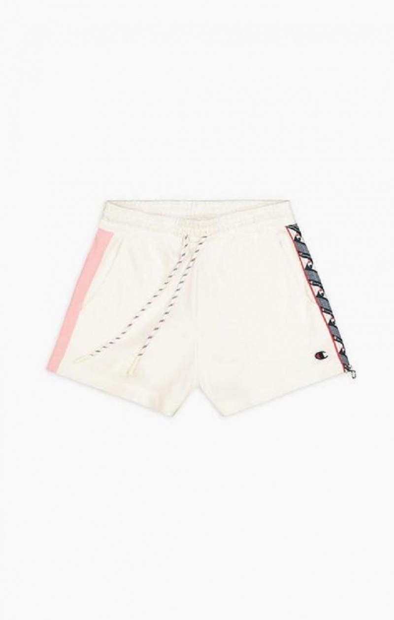 Short Champion Zip Detail Logo Tape Insert Shorts Femme Blanche | 5172-TRGQK