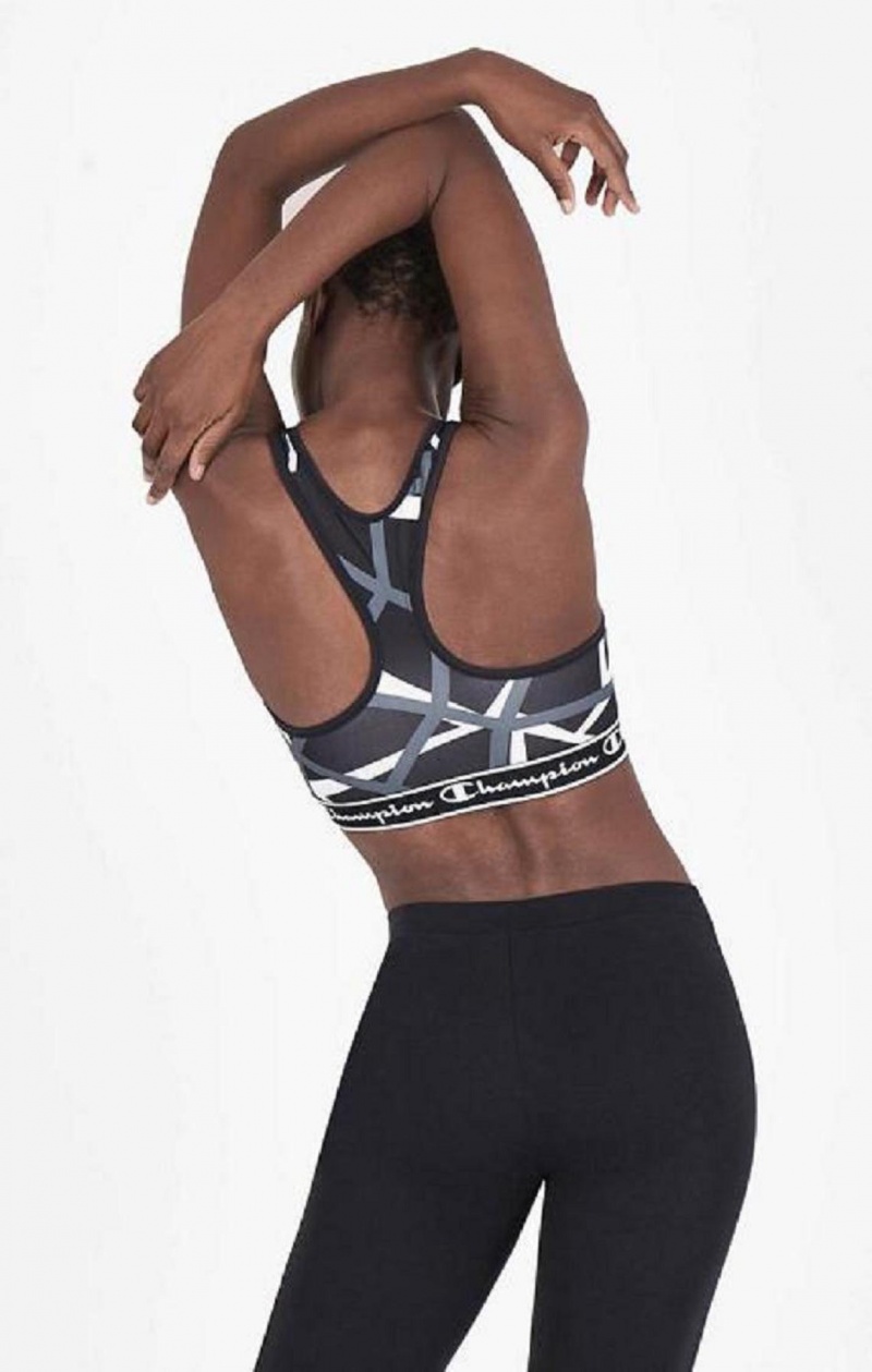 Soutien Gorge Sport Champion Geometric Print Sports Bra Femme Noir | 3467-IWREY