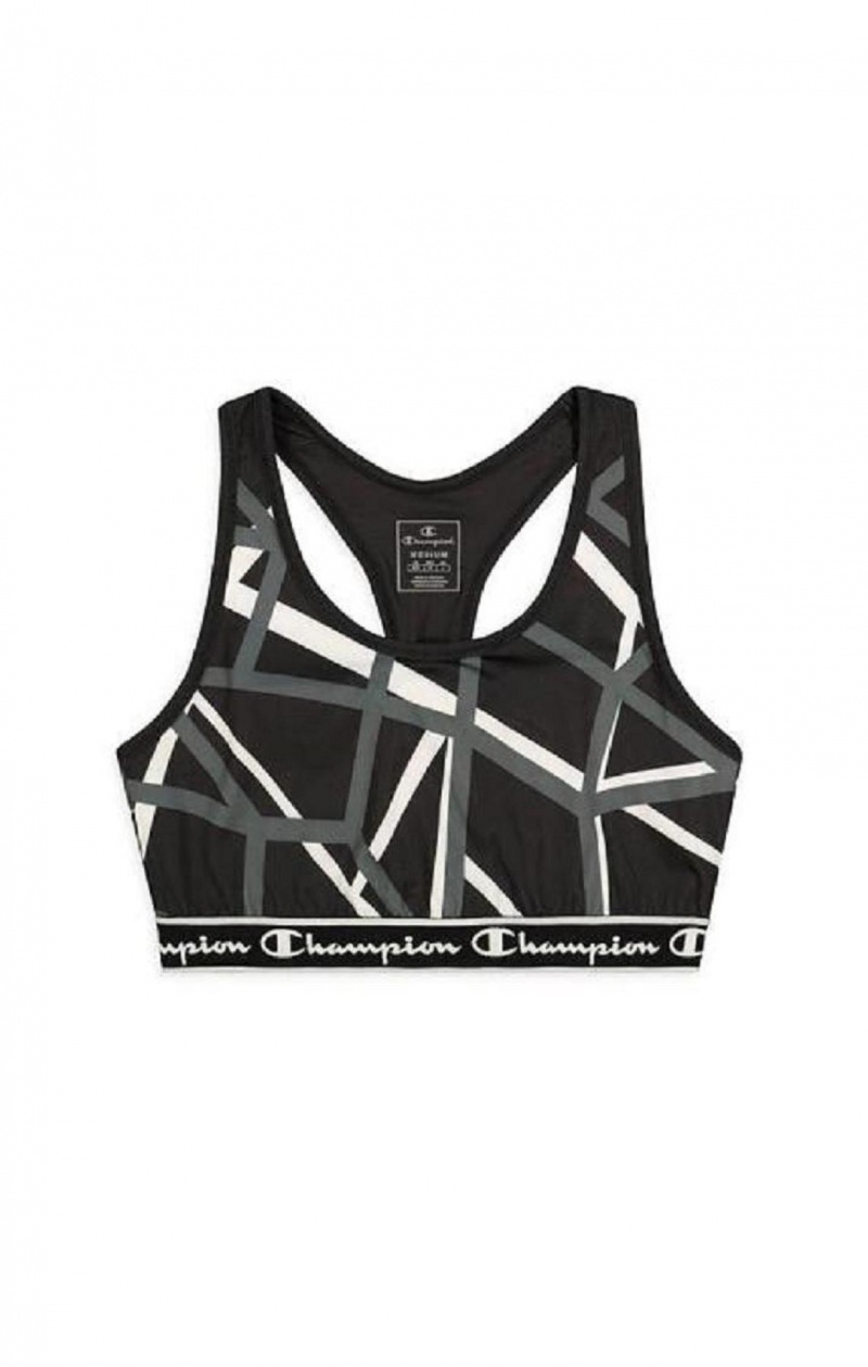 Soutien Gorge Sport Champion Geometric Print Sports Bra Femme Noir | 3467-IWREY