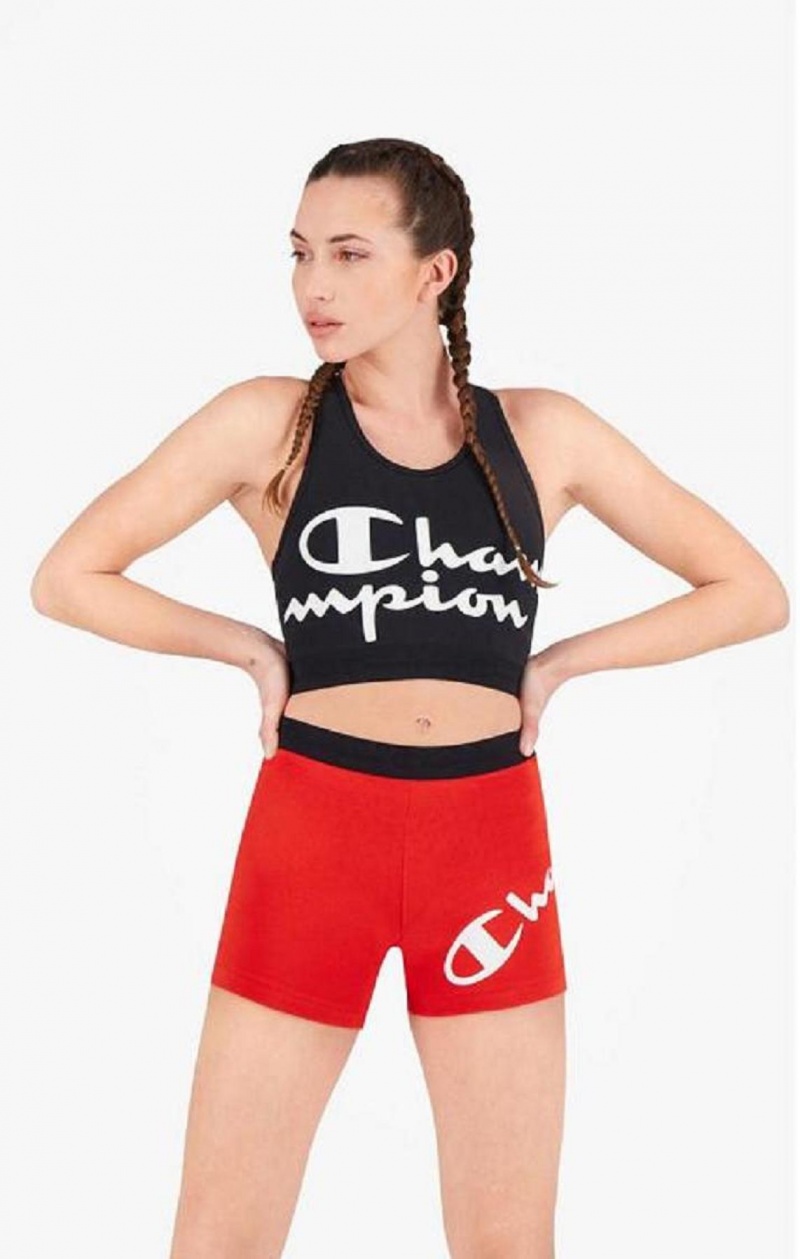 Soutien Gorge Sport Champion Script Logo Print Racer Back Sports Bra Femme Noir | 3051-ZICTJ