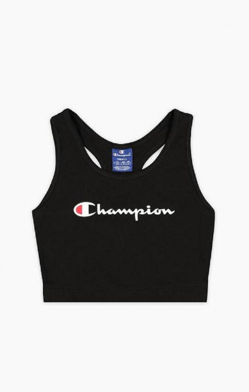 Soutien Gorge Sport Champion Script Logo Racer Back Sports Bra Femme Noir | 5846-NXHVD