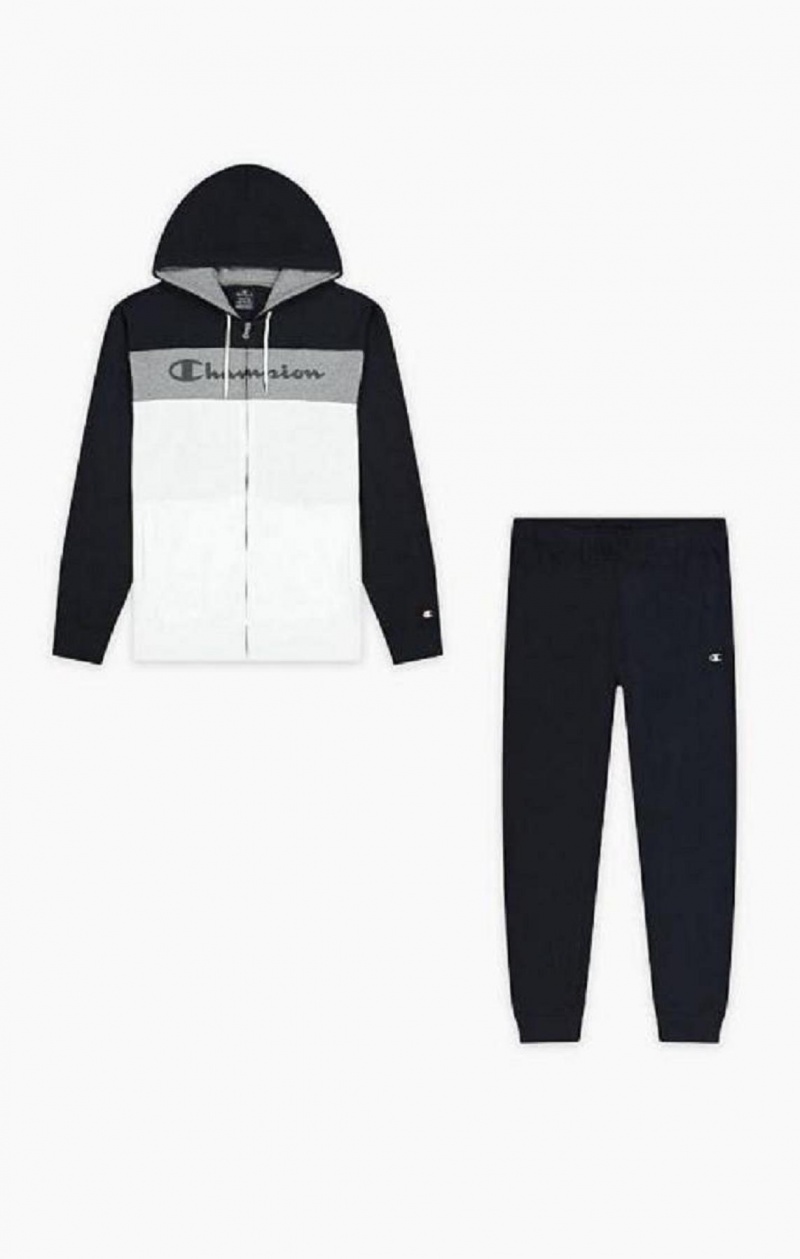 Survêtement Champion Colour Block Script Logo Zip-Up Sweatsuit Homme Bleu Foncé | 6724-WXLQT