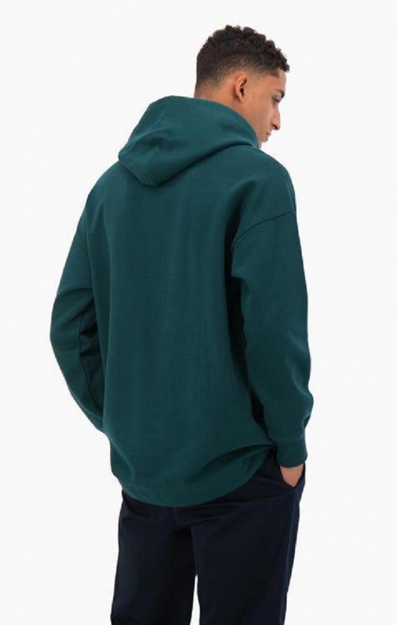 Sweat a Capuche Champion Archive Script Logo Coton Jersey Hoodie Homme Turquoise Bleu | 0328-KFPAW