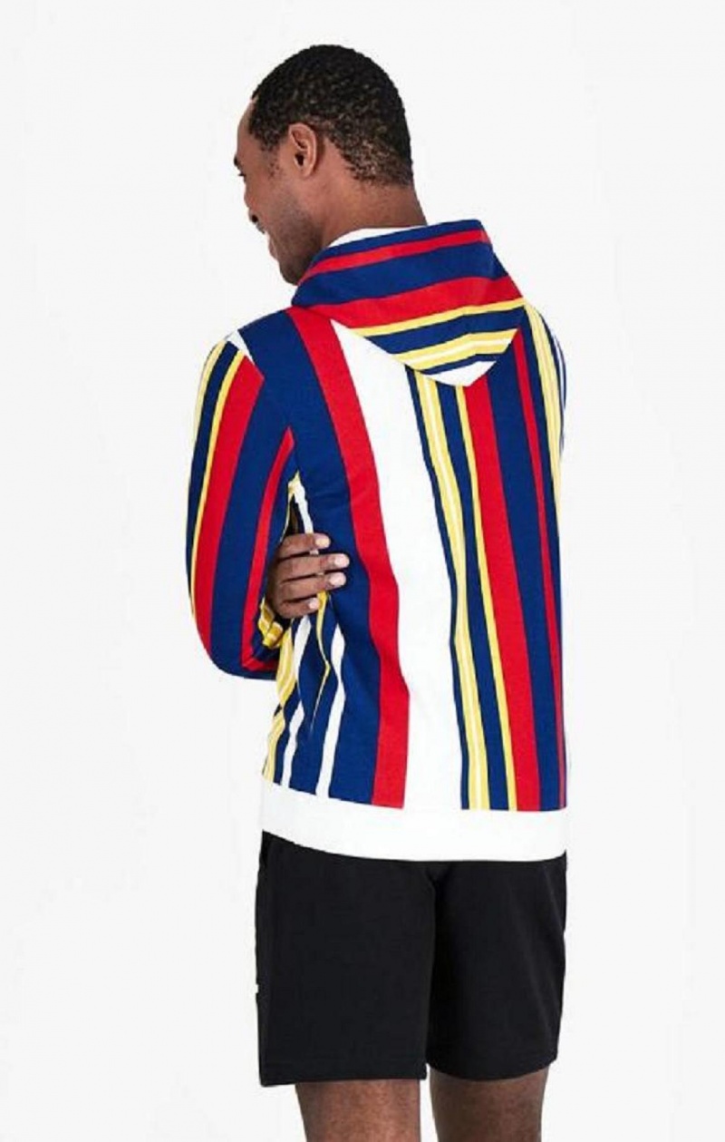 Sweat a Capuche Champion Candy Stripe Script Logo Hoodie Homme Blanche Rouge Bleu | 9754-XJFGV