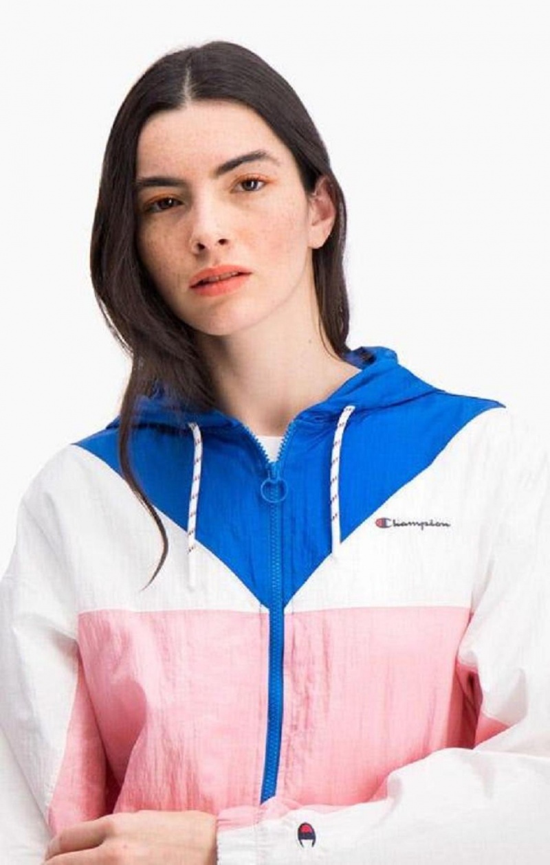 Sweat a Capuche Champion Colour Block Encapuchonné Piste Jacket Femme Rose | 6190-HXIGM