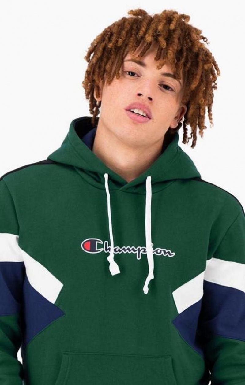 Sweat a Capuche Champion Colour Block Insert Fleece Hoodie Homme Vert Clair | 5281-HWDUO