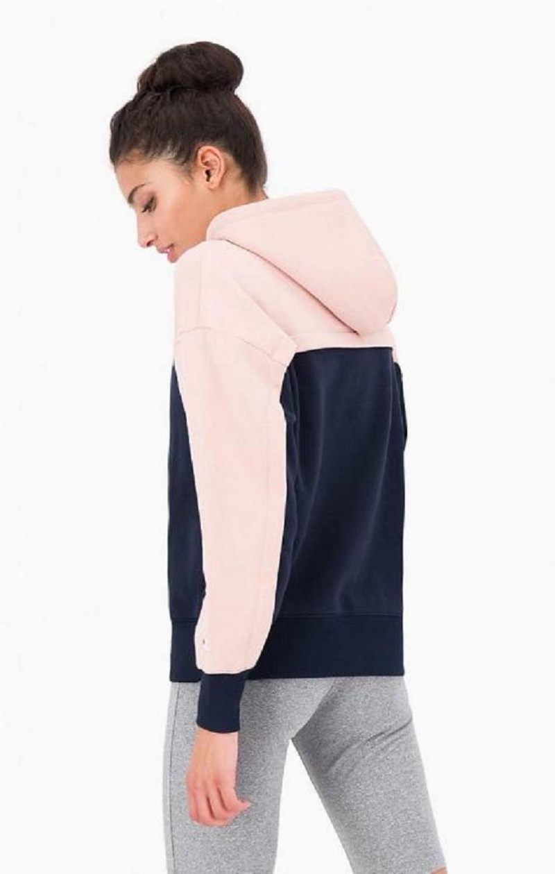 Sweat a Capuche Champion Colour Block Logo Layer Fleece Hoodie Femme Noir | 0389-POTYI