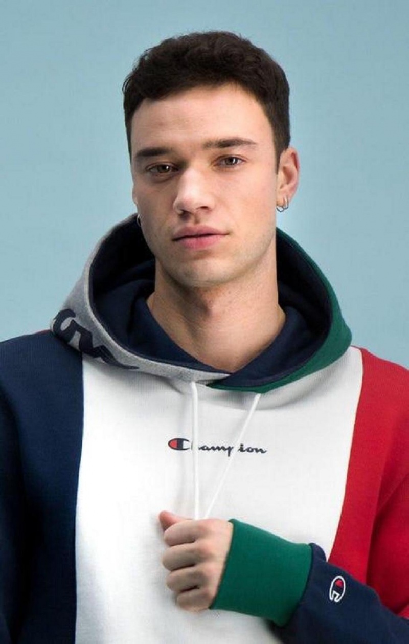 Sweat a Capuche Champion Colour Block Patchwork Hoodie Homme Rouge | 5248-QLKMI