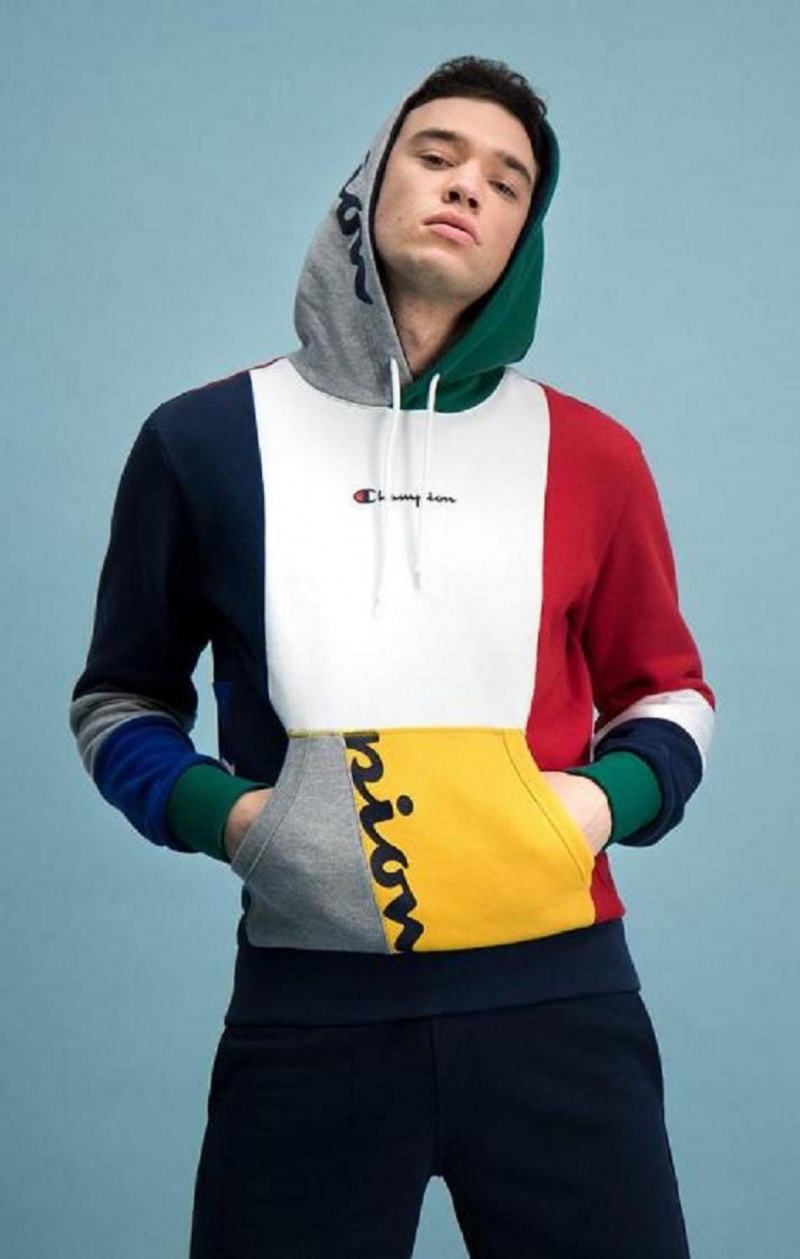 Sweat a Capuche Champion Colour Block Patchwork Hoodie Homme Rouge | 5248-QLKMI