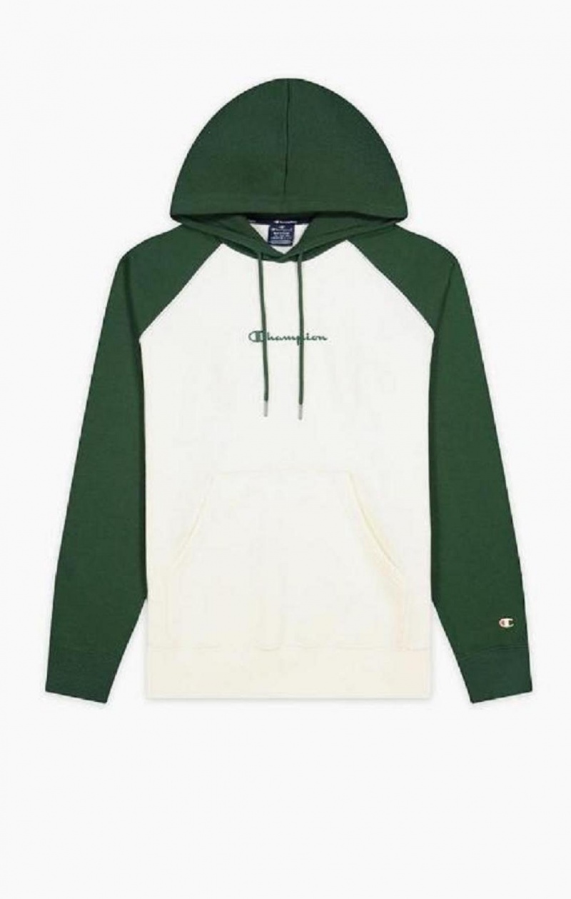 Sweat a Capuche Champion Colour Block Script Logo Hoodie Homme Vert Blanche | 6917-UCJSM