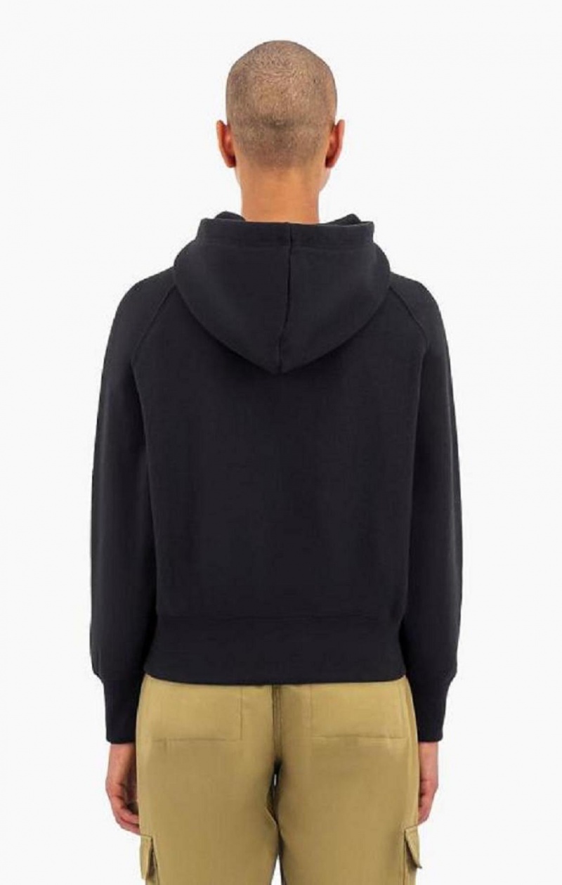 Sweat a Capuche Champion Cropped C Logo Reverse Weave Hoodie Femme Noir | 2741-GEDBH