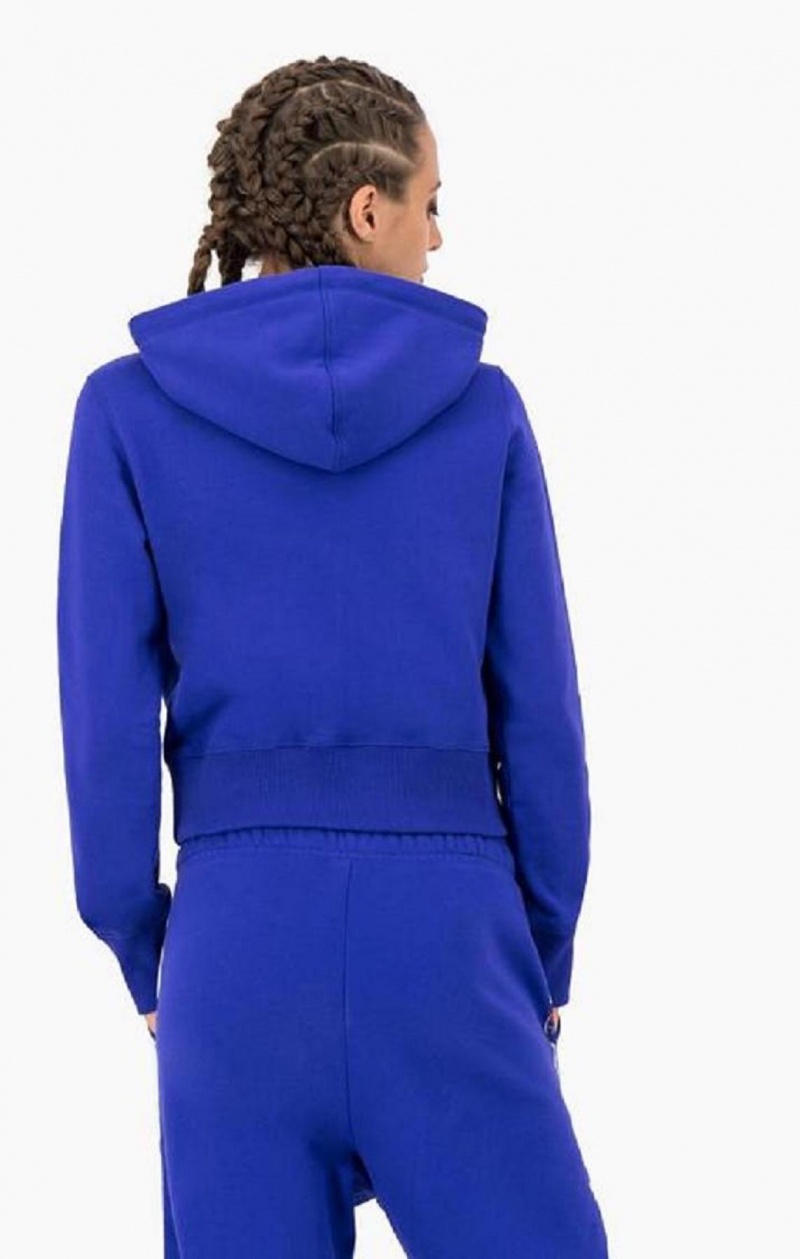 Sweat a Capuche Champion Cropped Zip-Up Encapuchonné Sweatshirt Femme Bleu | 1086-MAQRH