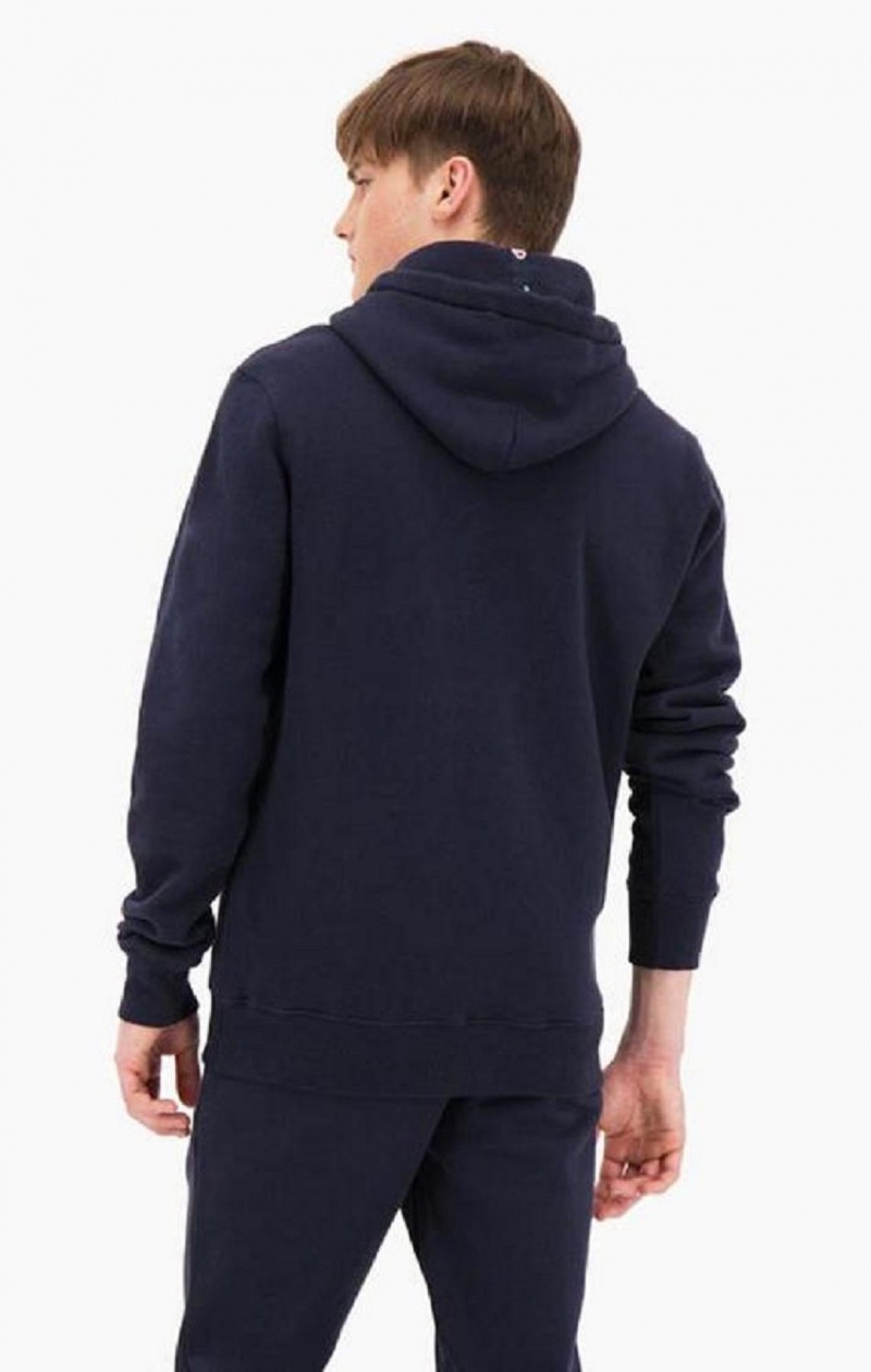 Sweat a Capuche Champion Daim C Logo Coton Terry Hoodie Homme Bleu Foncé | 9318-MDIUR