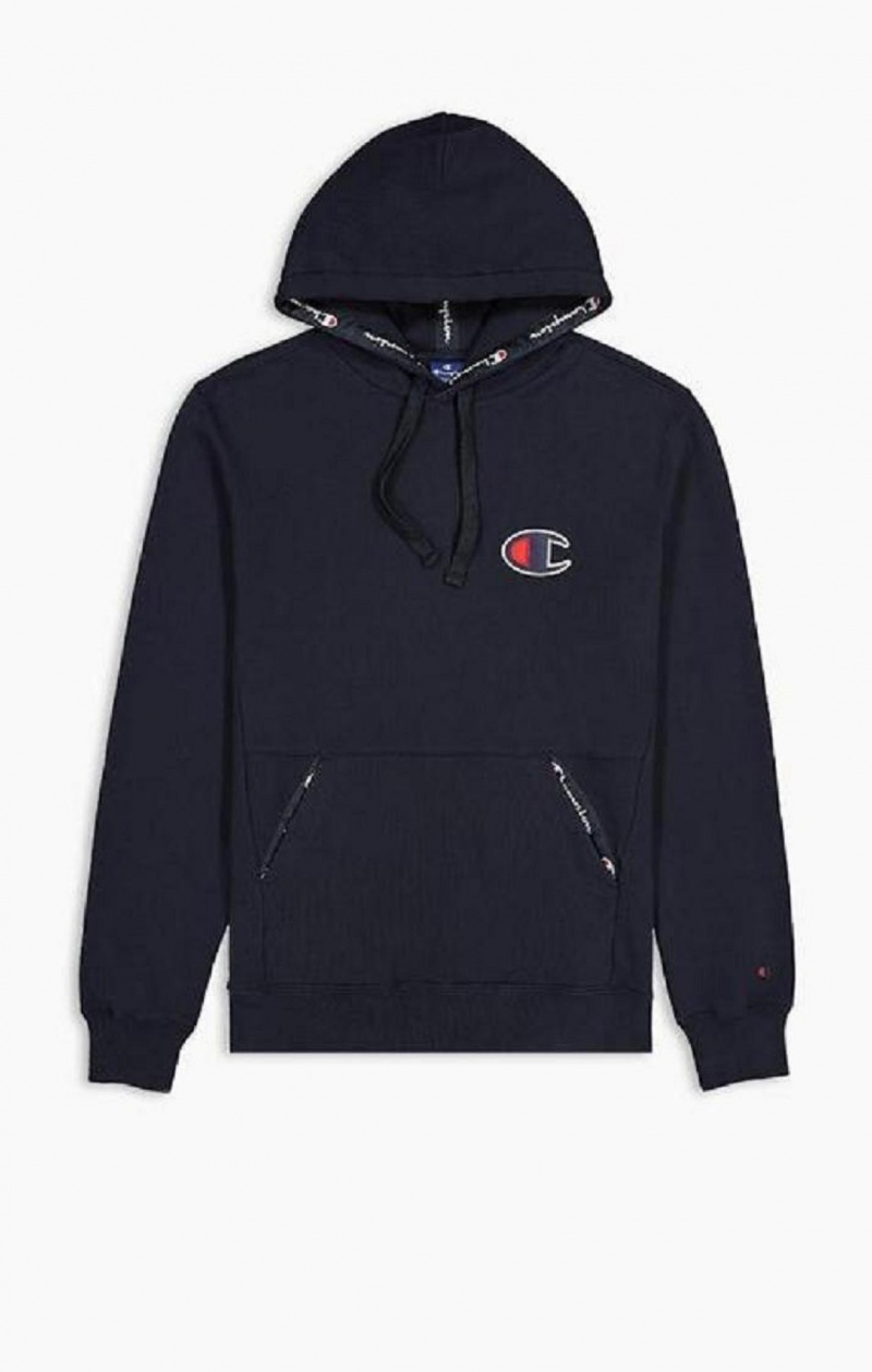 Sweat a Capuche Champion Daim C Logo Coton Terry Hoodie Homme Bleu Foncé | 9318-MDIUR