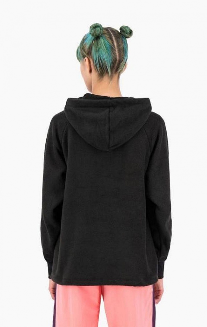 Sweat a Capuche Champion Explorer Double Zip Detail Polar Fleece Hoodie Femme Noir | 9647-AQLZS