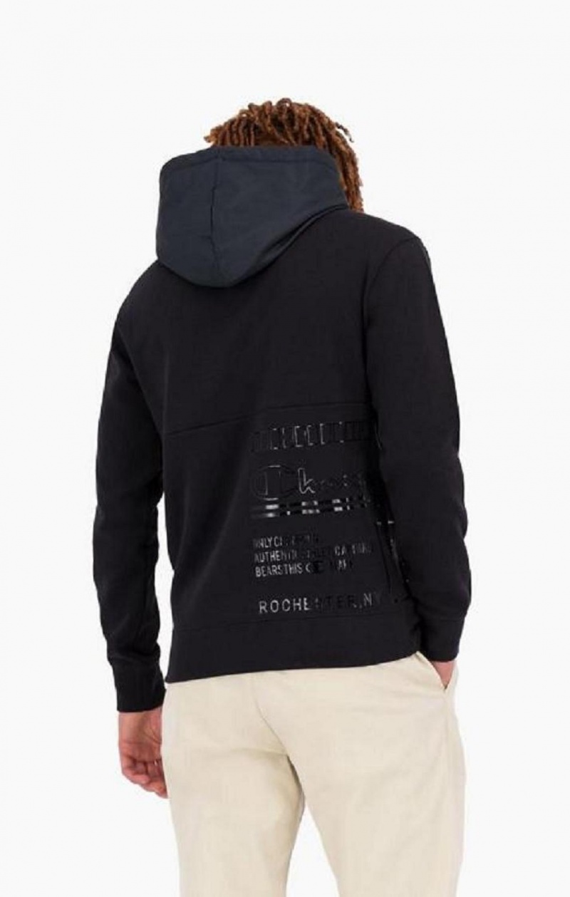 Sweat a Capuche Champion Graphique Logo Print Rembourré Insert Hoodie Homme Noir | 9780-QJXIL