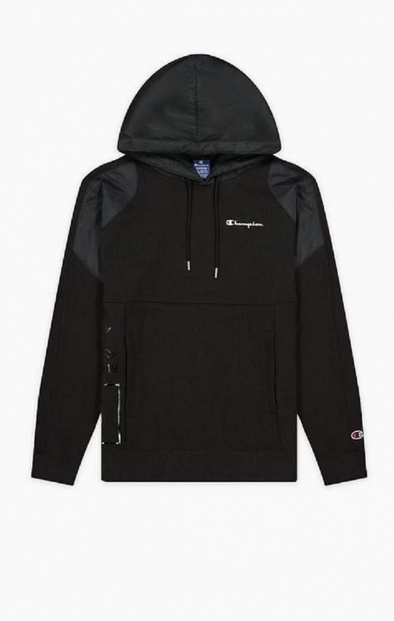 Sweat a Capuche Champion Graphique Logo Print Rembourré Insert Hoodie Homme Noir | 9780-QJXIL