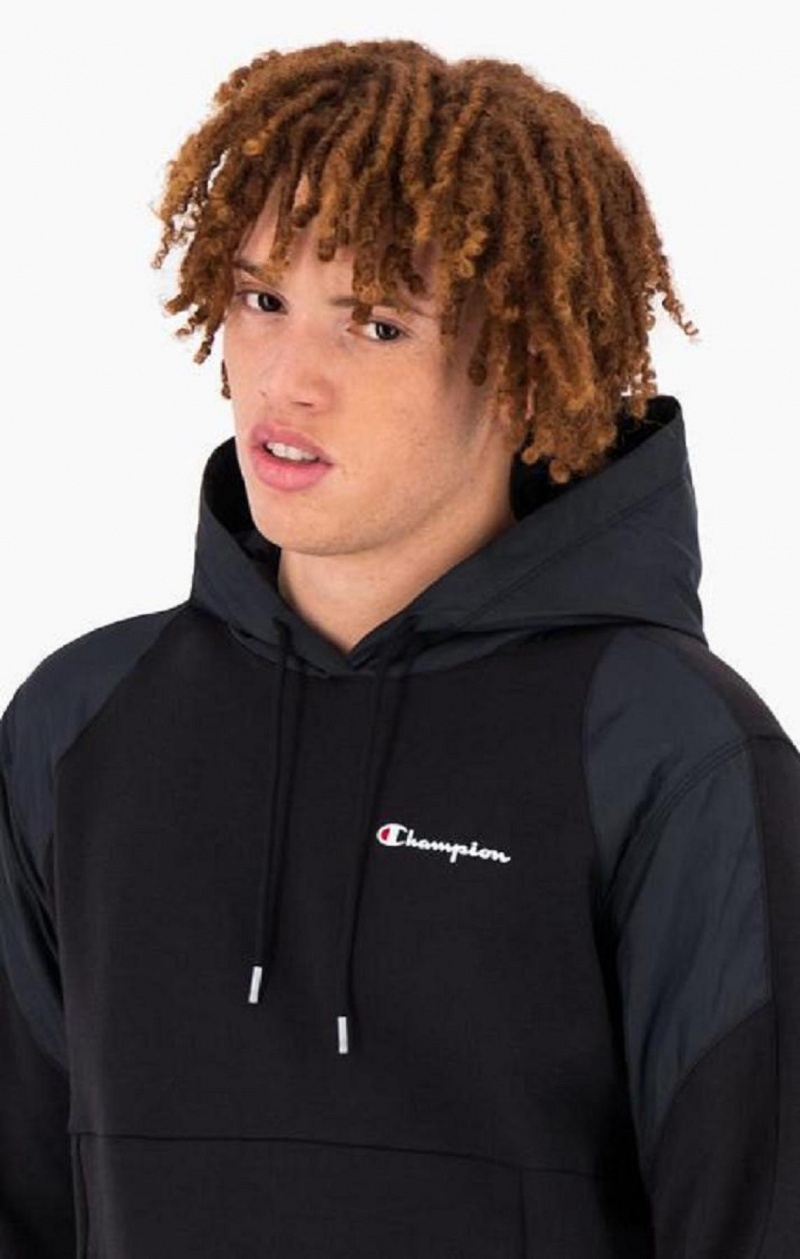 Sweat a Capuche Champion Graphique Logo Print Rembourré Insert Hoodie Homme Noir | 9780-QJXIL