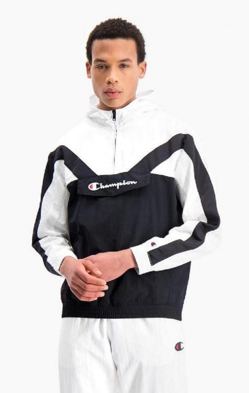 Sweat a Capuche Champion Half Zip-Up Colour Block Encapuchonné Piste Jacket Homme Noir | 6519-QKPIF