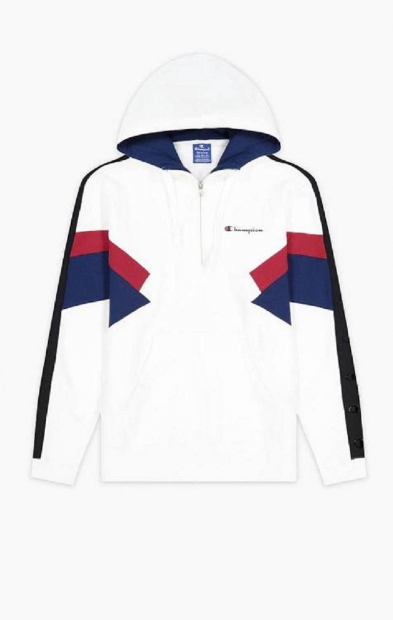 Sweat a Capuche Champion Half Zip-Up Colour Block Hoodie Homme Blanche | 3140-EAPFO