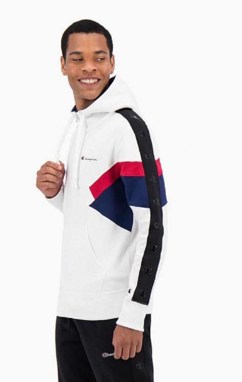 Sweat a Capuche Champion Half Zip-Up Colour Block Hoodie Homme Blanche | 3140-EAPFO