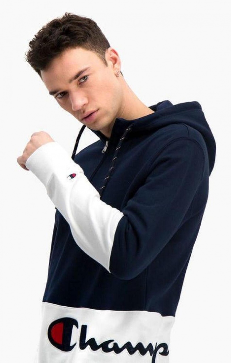 Sweat a Capuche Champion Half Zip-Up Colour Block Hoodie Homme Turquoise Foncé | 2301-TMVYO