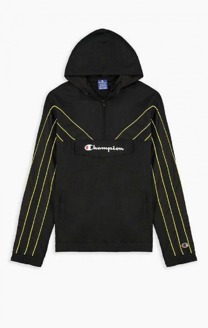 Sweat a Capuche Champion Half Zip-Up Neon Stripe Encapuchonné Piste Jacket Homme Noir | 6305-CBDAX