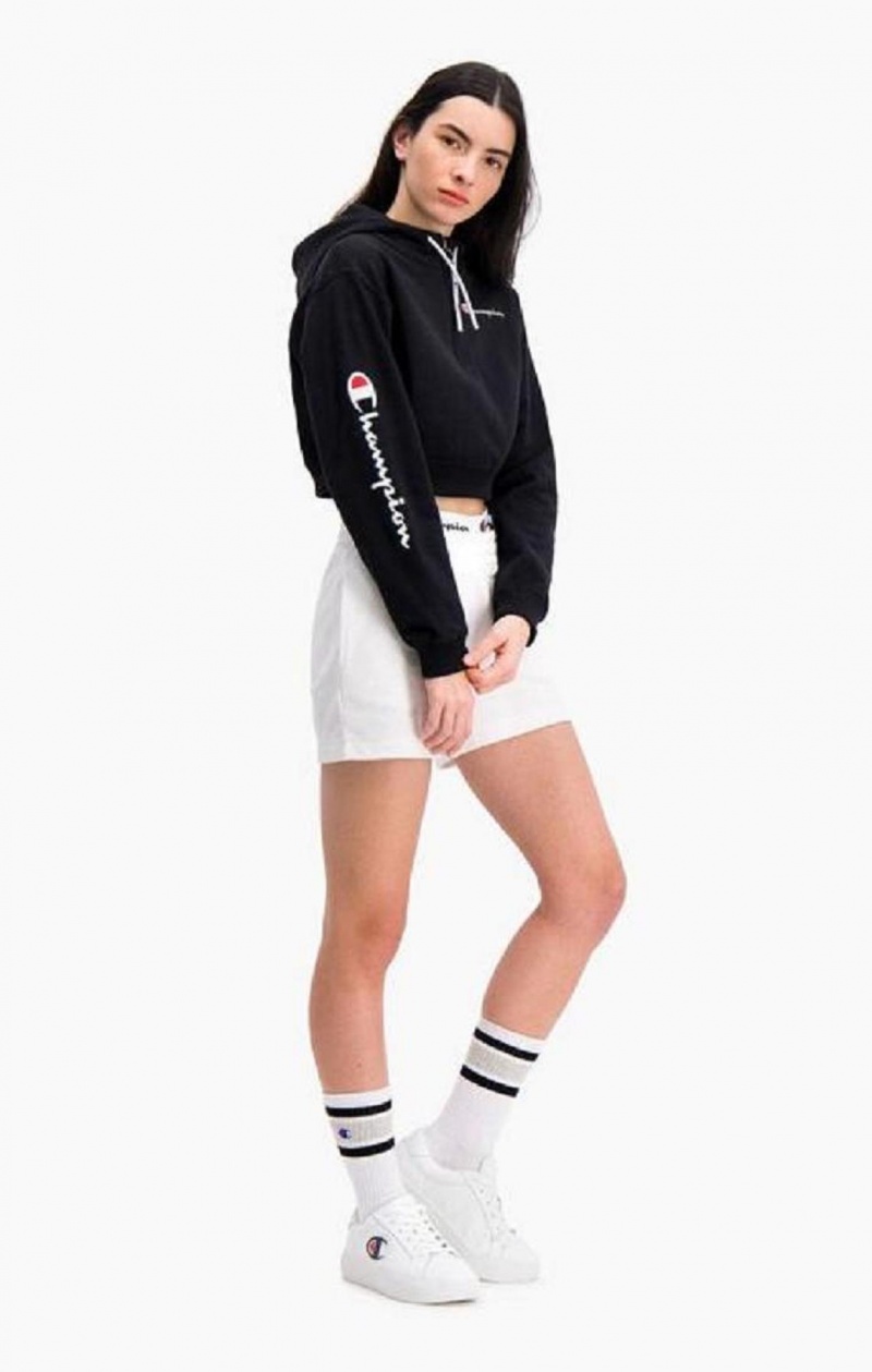 Sweat a Capuche Champion Half Zip-Up Script Logo Arm Hoodie Femme Noir | 9203-AIYFD