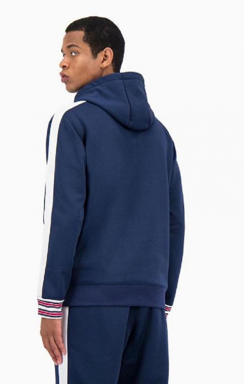 Sweat a Capuche Champion Half Zip-Up Stripe Sleeve Basketball Sweatshirt Homme Bleu | 6291-EDRXJ