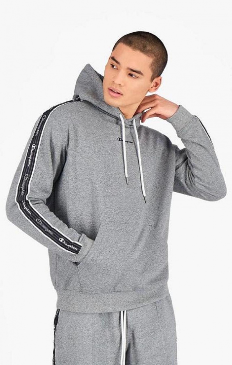 Sweat a Capuche Champion Jacquard Logo Tape Hoodie Homme Grise Foncé | 4502-OAZSR