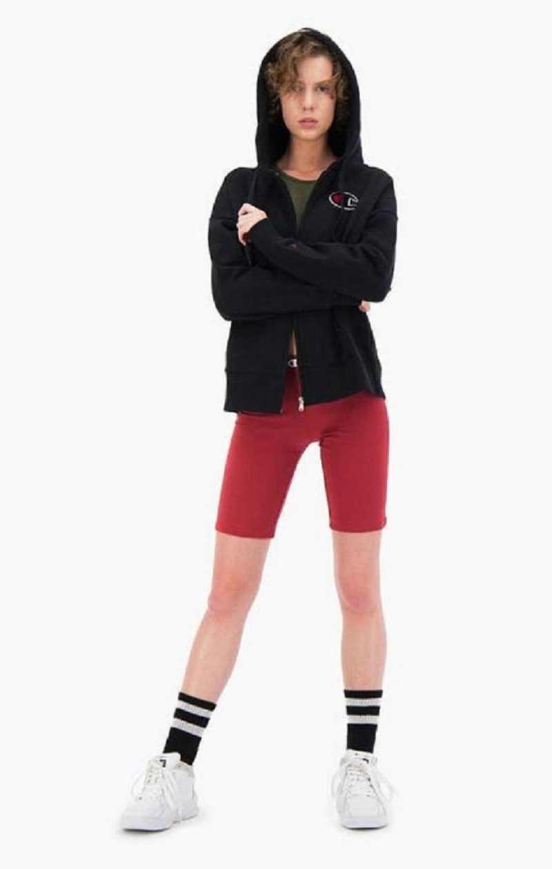 Sweat a Capuche Champion Logo Coton Terry Hoodie Femme Noir | 0354-HMNDU