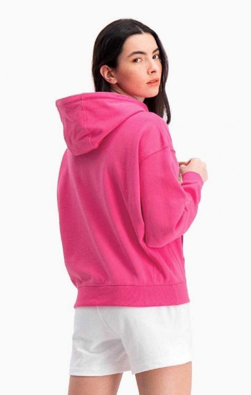 Sweat a Capuche Champion Logo Coton Terry Hoodie Femme Rose Foncé | 7209-DVECF