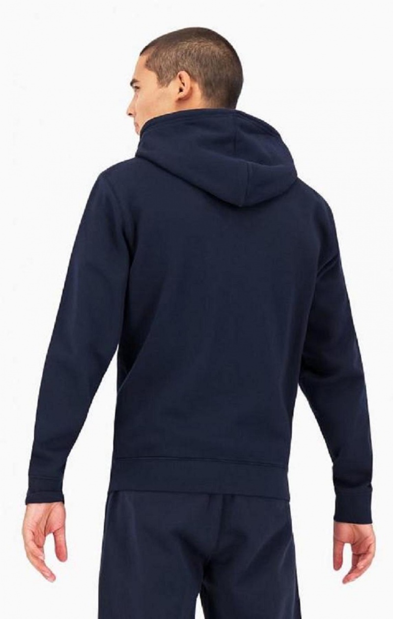 Sweat a Capuche Champion Logo Sleeve Zip-Up Fleece Hoodie Homme Bleu Foncé | 3274-BXZWQ