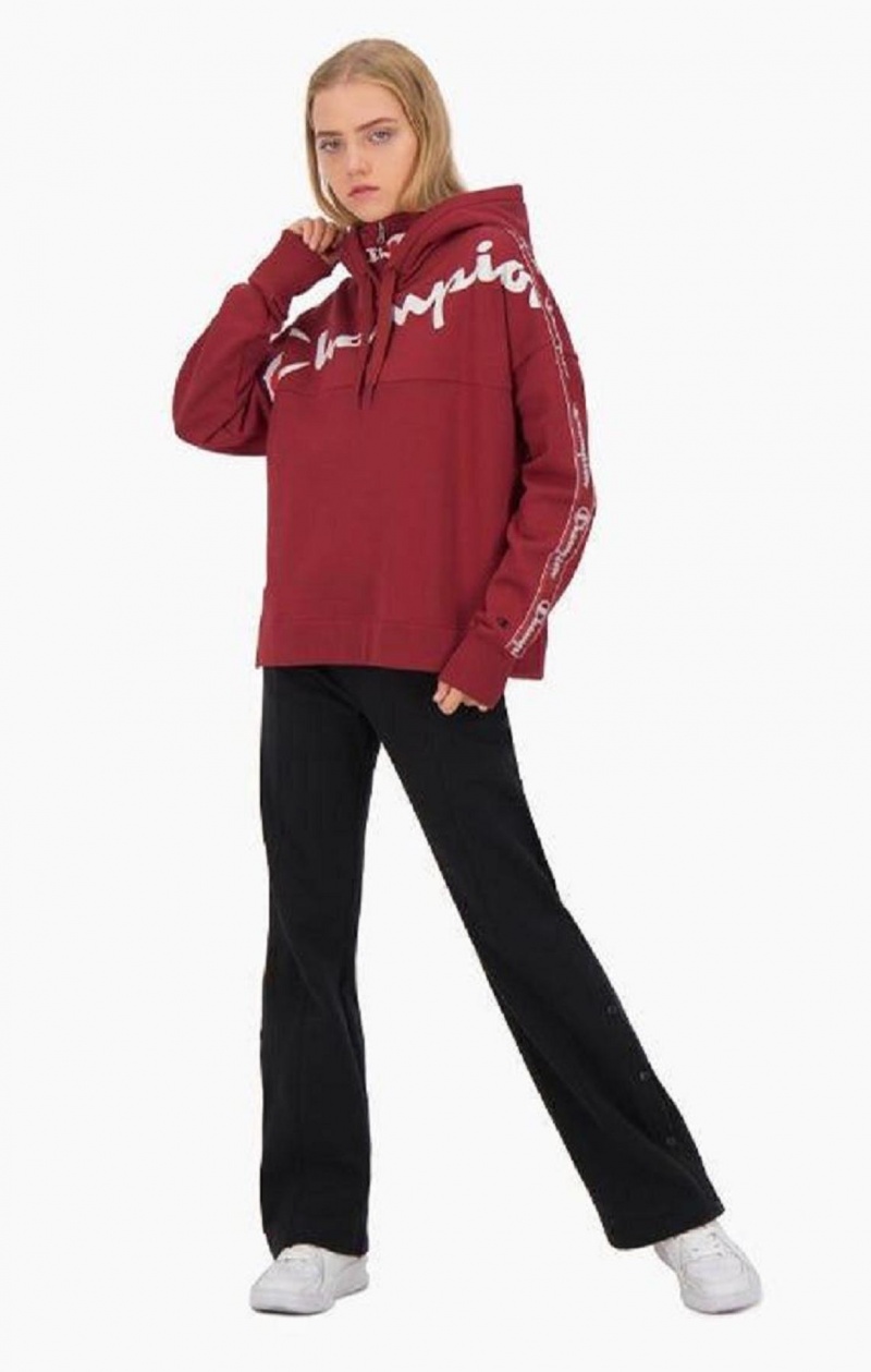 Sweat a Capuche Champion Logo Tape High Neck Script Logo Hoodie Femme Rouge | 3241-VWROY