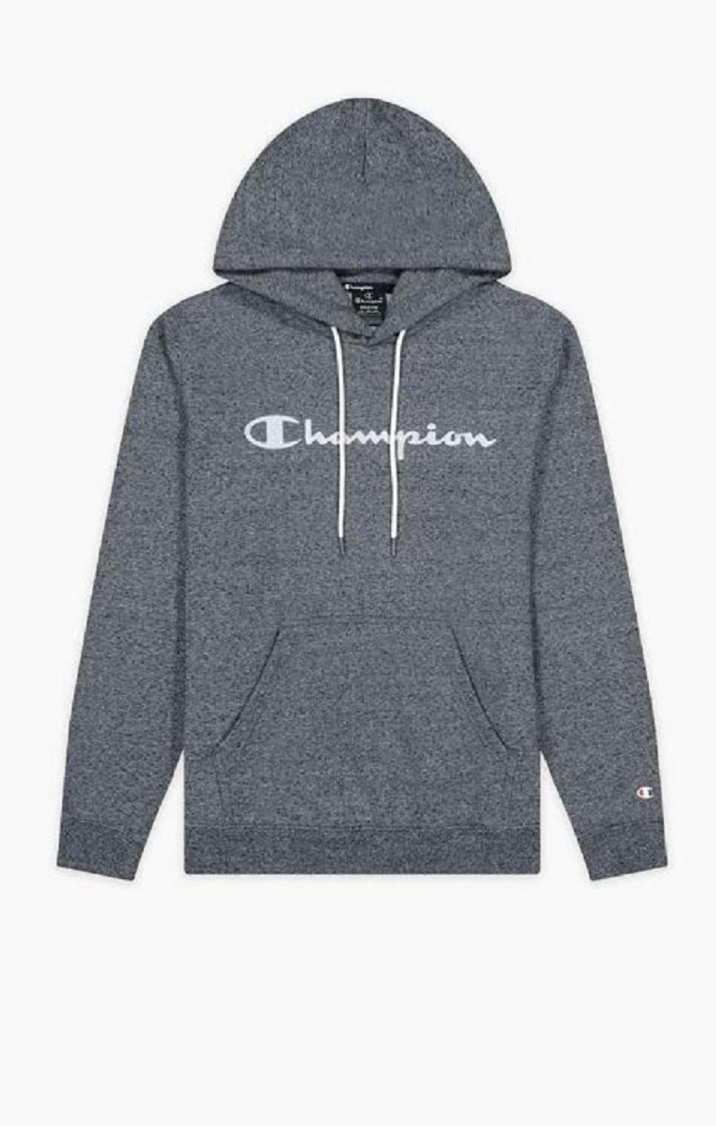 Sweat a Capuche Champion Mesh Effect Script Logo Hoodie Homme Grise Foncé | 9472-DRAFU