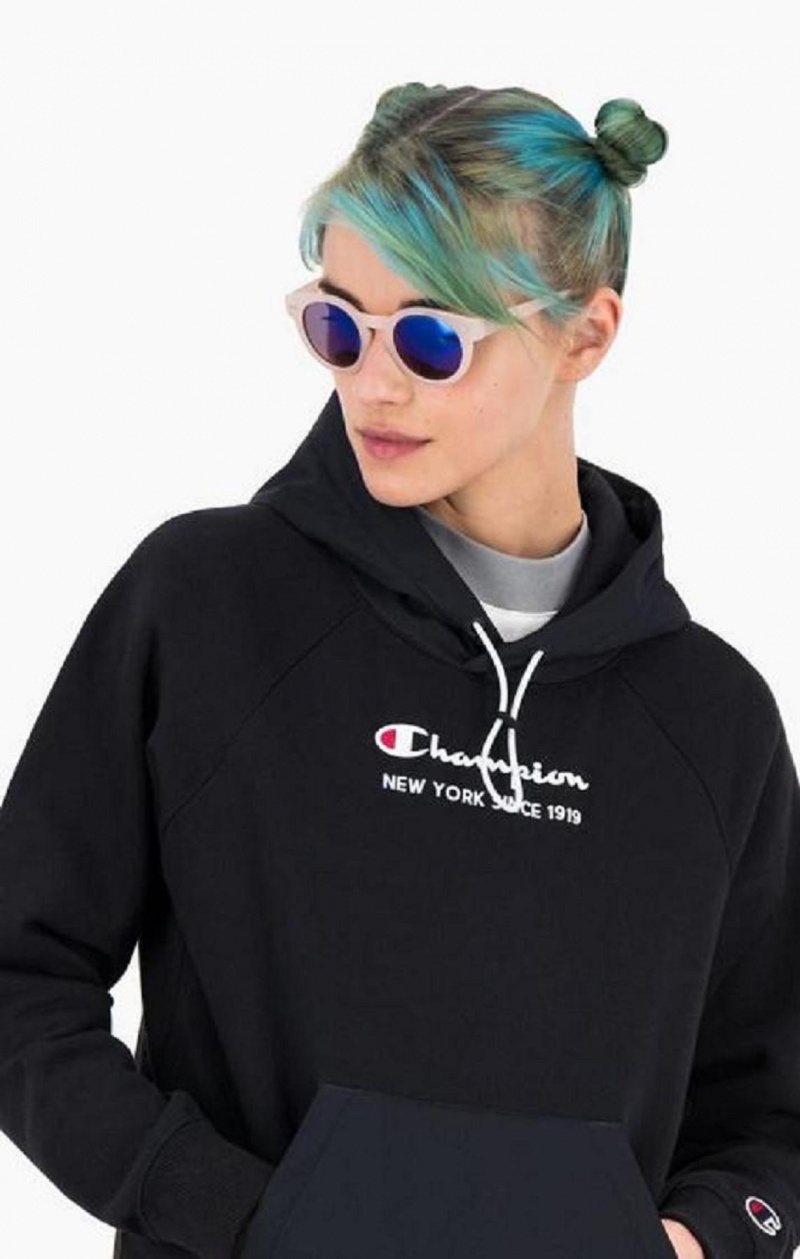 Sweat a Capuche Champion New York Hoodie Femme Noir | 8421-WISFR